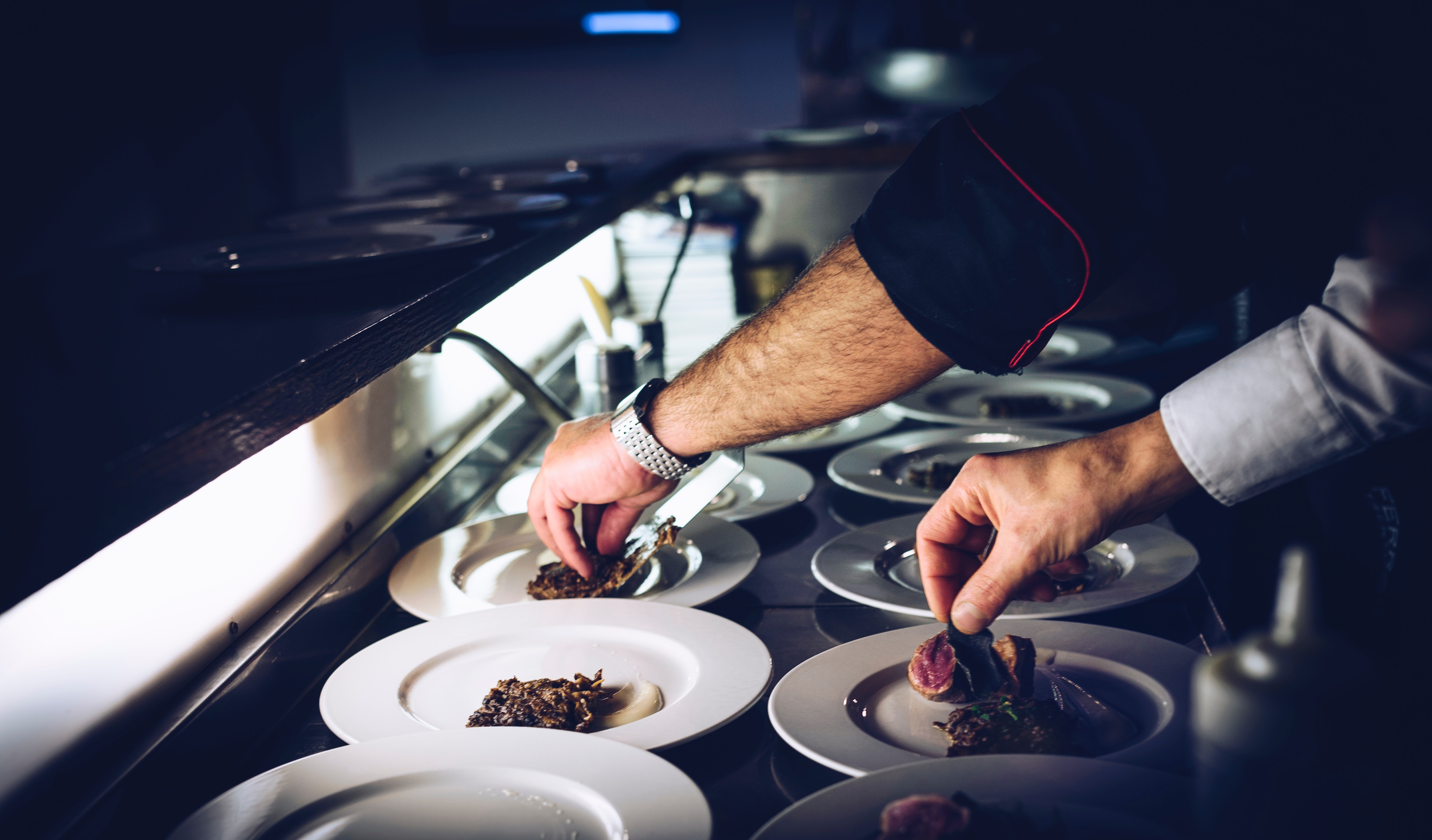 Restaurant preparing food