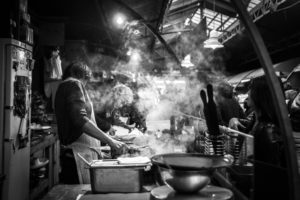 Man cooking in kitchen