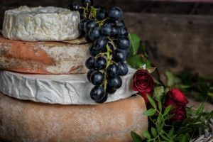 Raw Milk cheese and grapes